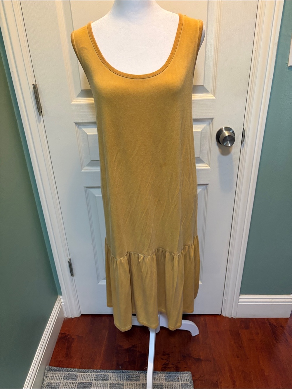 Cable & Gauge Mustard Yellow Ruffle-Hem Sleeveless Dress